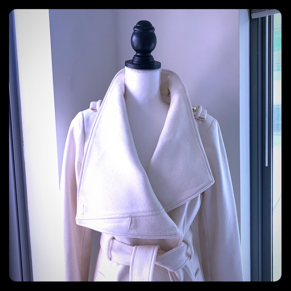 Guess Ivory Waterfall Collar Coat